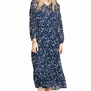 Free People Floral Maxi Dress Blue Sz Small